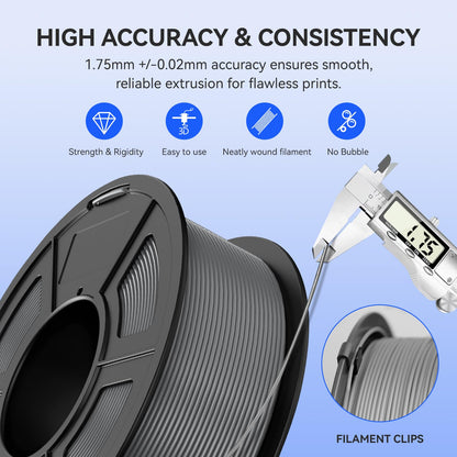 JAYO PLA 1.75mm 1.1KG, Smooth 3D Printer Filament, +/- 0.02mm Accuracy, Neatly Wound, Fits Most FDM Printers, 1.1KG Spool (2.42 LBS), Black