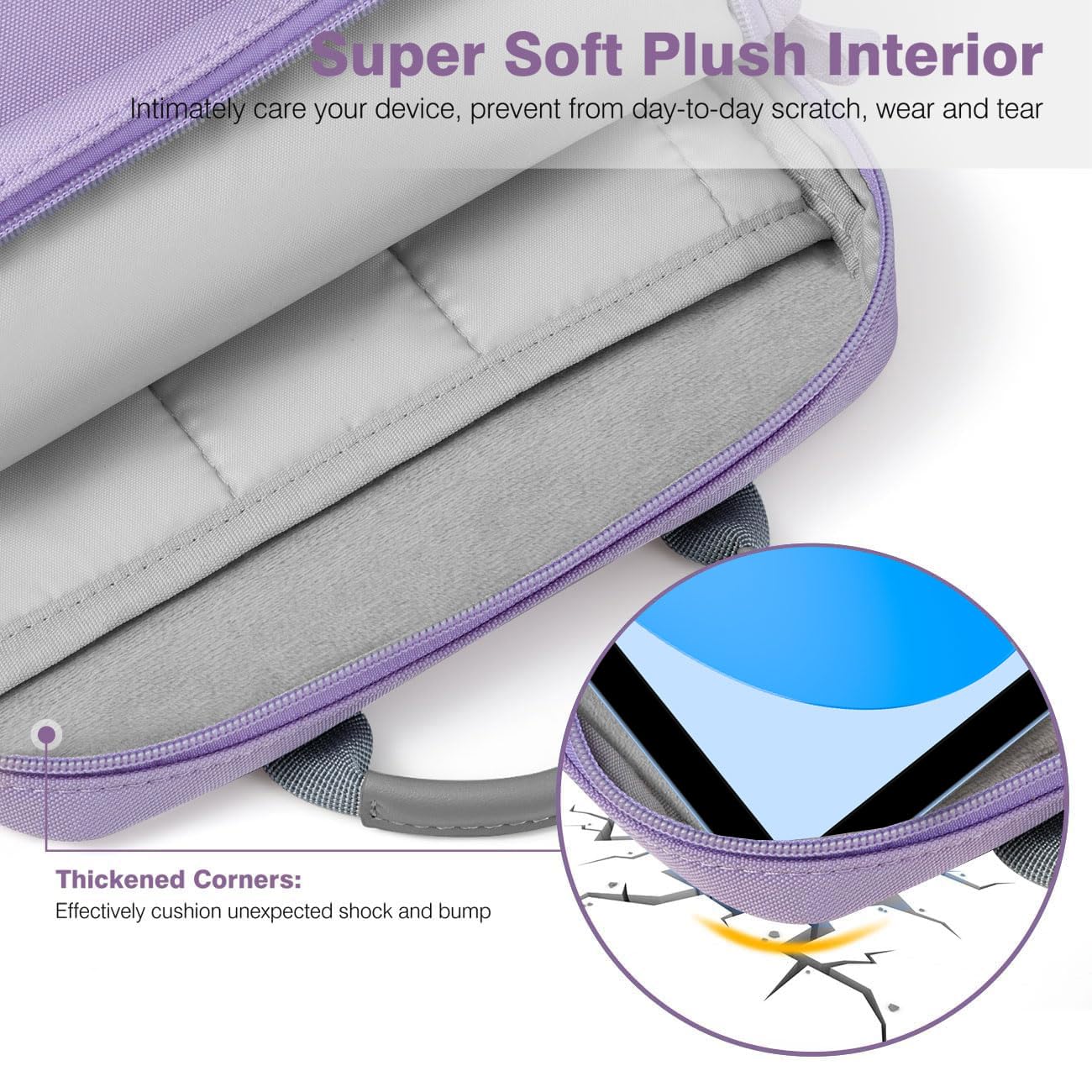 Dadanism 9-11 Inch Tablet Sleeve Bag Carrying Case with Shoulder Strap for iPad (A16) 11", iPad 10th Gen 10.9" Air 5/4, i-Pad Air/Pro 11", i-Pad 9/8/7th 10.2", Galaxy Tab A9+ Plus 11", Grey Purple