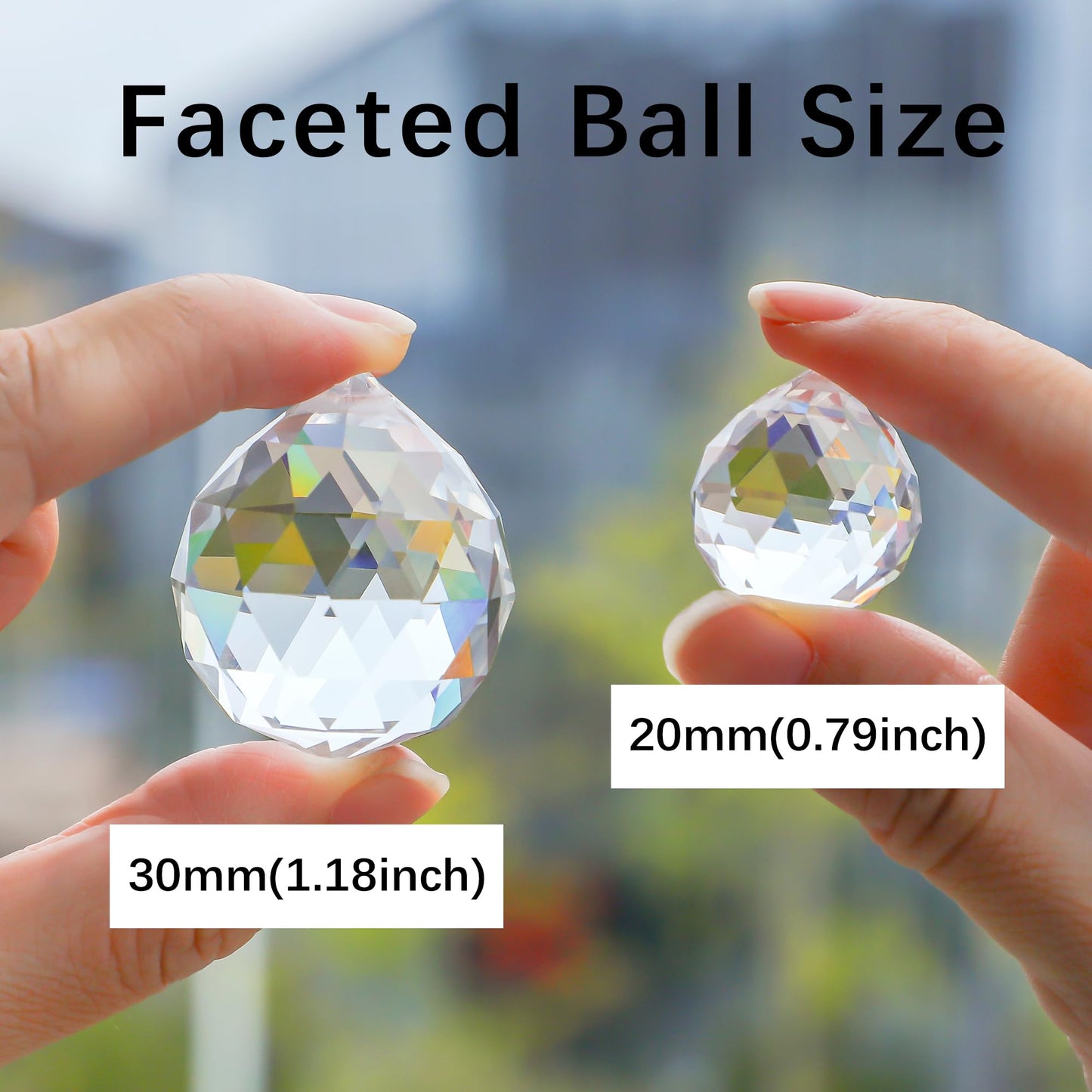 HDCRYSTALGIFTS 48pcs Clear Faceted Crystal Ball Prism 1.2"/30mm Glass Prism Sun Shine Catcher Rainbow Pendants Maker, Hanging Crystals Prisms for Windows Home Decor