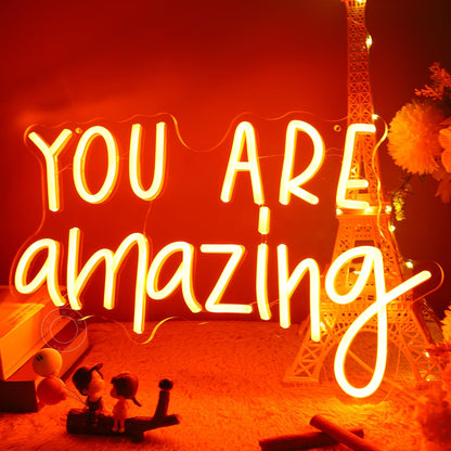 SYLHOME You Are Amazing LED Neon Light Sign 5V Girls Boys Bedroom Living Room Classroom Wall Decor Sign Hanging Smart Kid Birthday USB 16.9" X 10.6" Warm White
