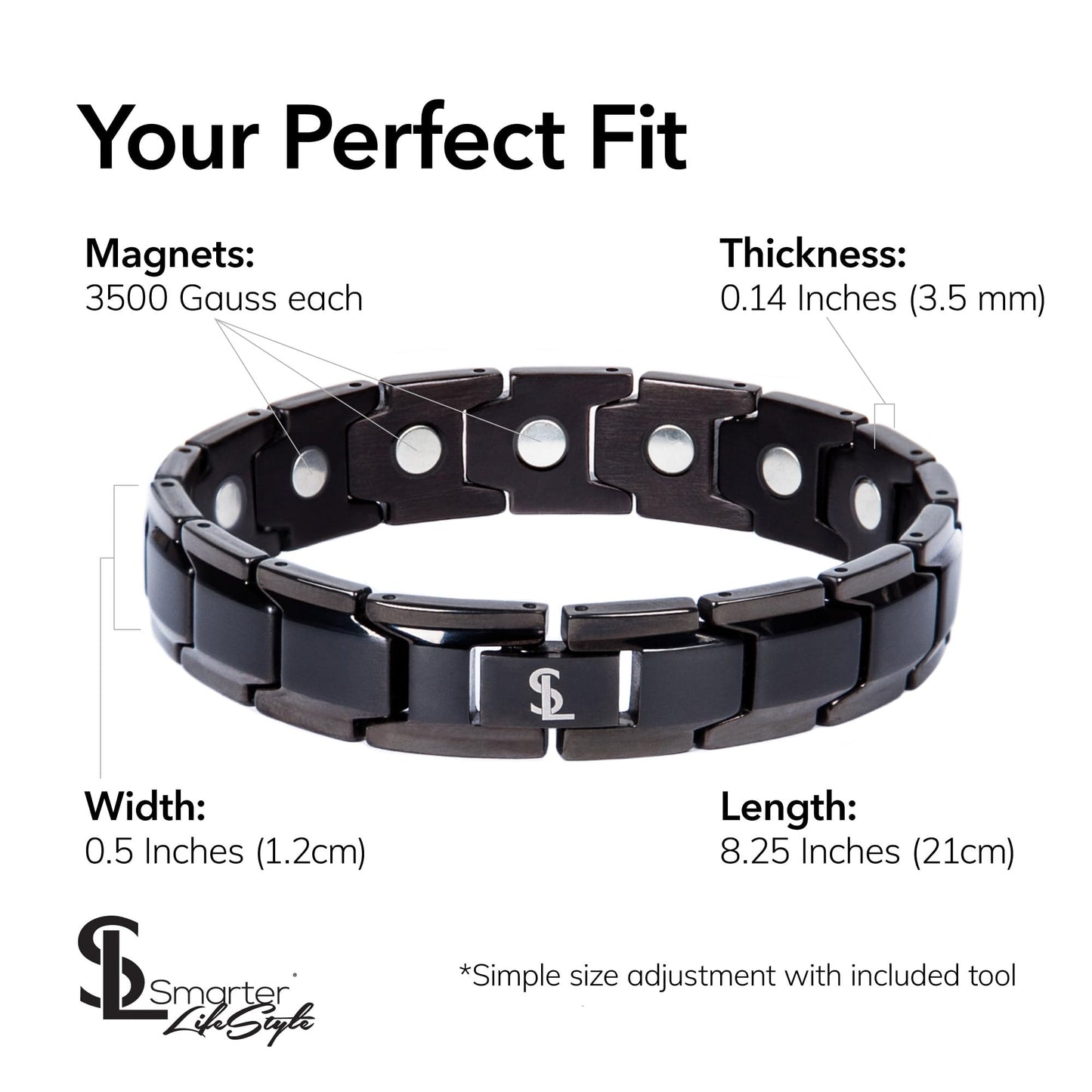 Smarter LifeStyle Elegant Titanium Magnetic Bracelet (Black)