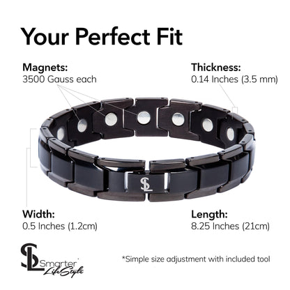 Smarter LifeStyle Elegant Titanium Magnetic Bracelet (Black)