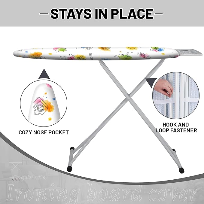 Extra Thick Ironing Board Cover and Pad, 15x54 Ironing Board Cover, Resist