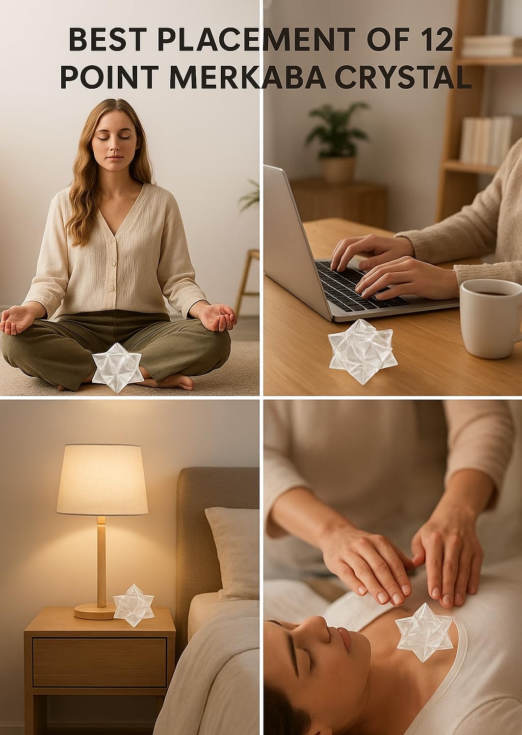 Jet 1 Pcs Clear Quartz Crystal 12-Point Merkabah Star for Healing - Panic Balancing Meditation Tool Use (0.75-1 inch, 8-10 Grams)