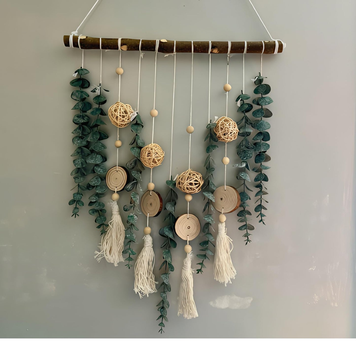 NLHH 21’’ Eucalyptus Wall Hanging Decor Artificial Eucalyptus Plant Fake Greenery Leaves Boho Wall Decor with Wooden Stick for Bedroom Bathroom Kitchen Rustic Farmhouse Home Living Room Decoration