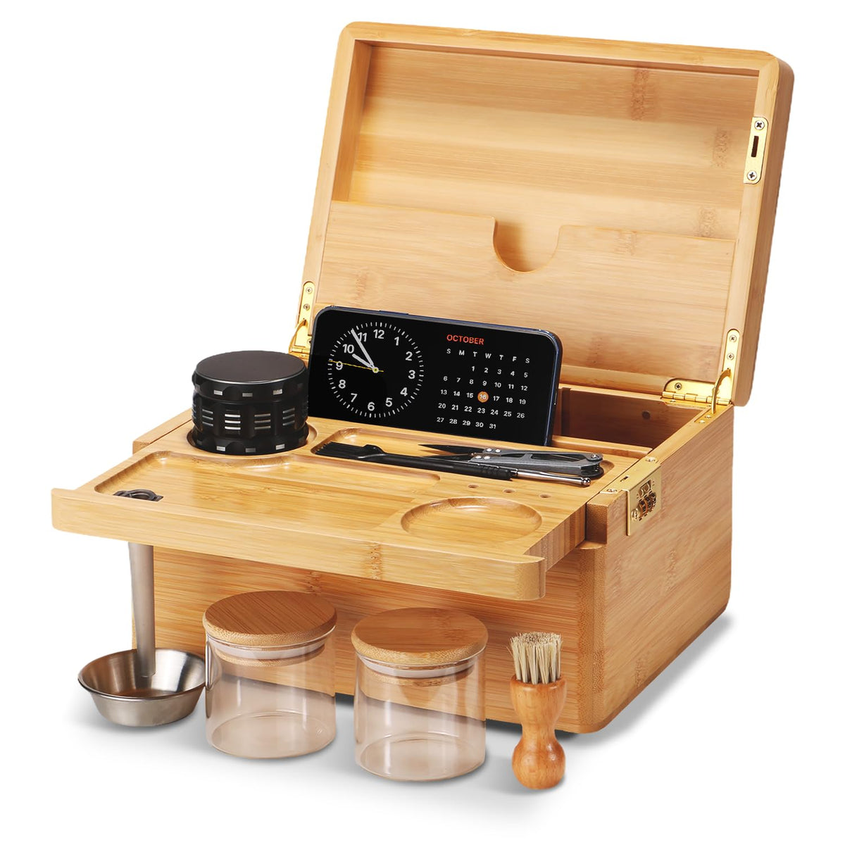 BAWADE Wooden Storage Box with Lock – Lockable Wooden Box with Lid for Personal Items & Keepsake – Discreet Wooden Storage Box