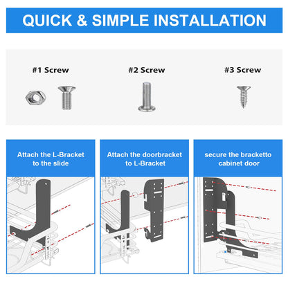 Dedomy 6-Way Adjustable Door Mount Kit Compatible with Rev-A-Shelf 5WB1 5WB2 5CW2 Series Pull-Out Trash Cans & Kitchen Cabinet Organizers Heavy Duty Steel Brackets