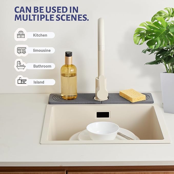 Stone Faucet Mat for Kitchen Sink，Super Absorbent Diatomite Fast Drying Stone