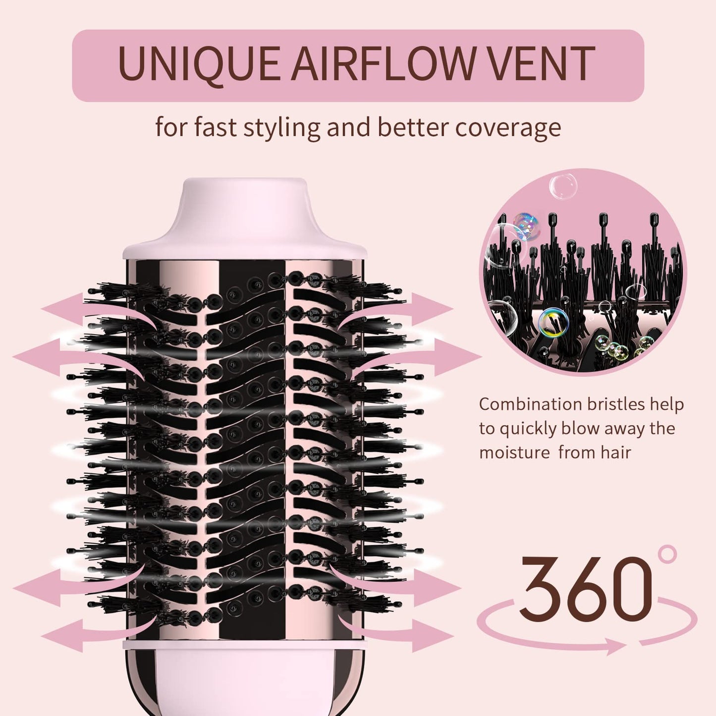 Hair Dryer Brush Blow Dryer in One, Upgraded 4 in 1 Hair Dryer and Styler Volumizer with Negative Ion Anti-frizz Ceramic Titanium Barrel Hot Air Hair Straightener Brush