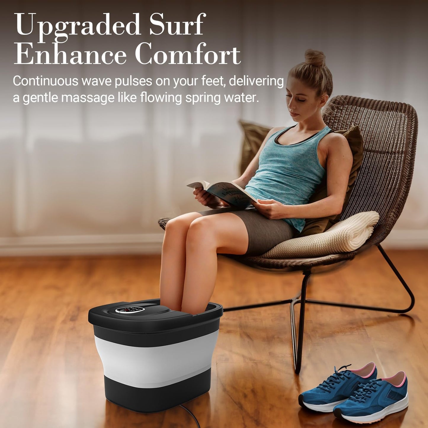 CuPiLo Foot Spa Bath Massager, Foot Bath with Circulation Heat, Motorized Shiatsu Massage Balls, Pedicure Soaking Tub with Waves, Remote, Handle, Feet Relief, Gifts for Women Men