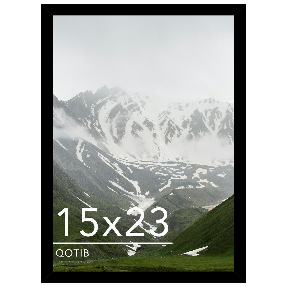 QOTIB 15x23 Picture Frame Black for Wall Mounting, Horizontal and Vertical Formats for Wall Hanging, Wood 15x23 Frame, Black, 1 Pack