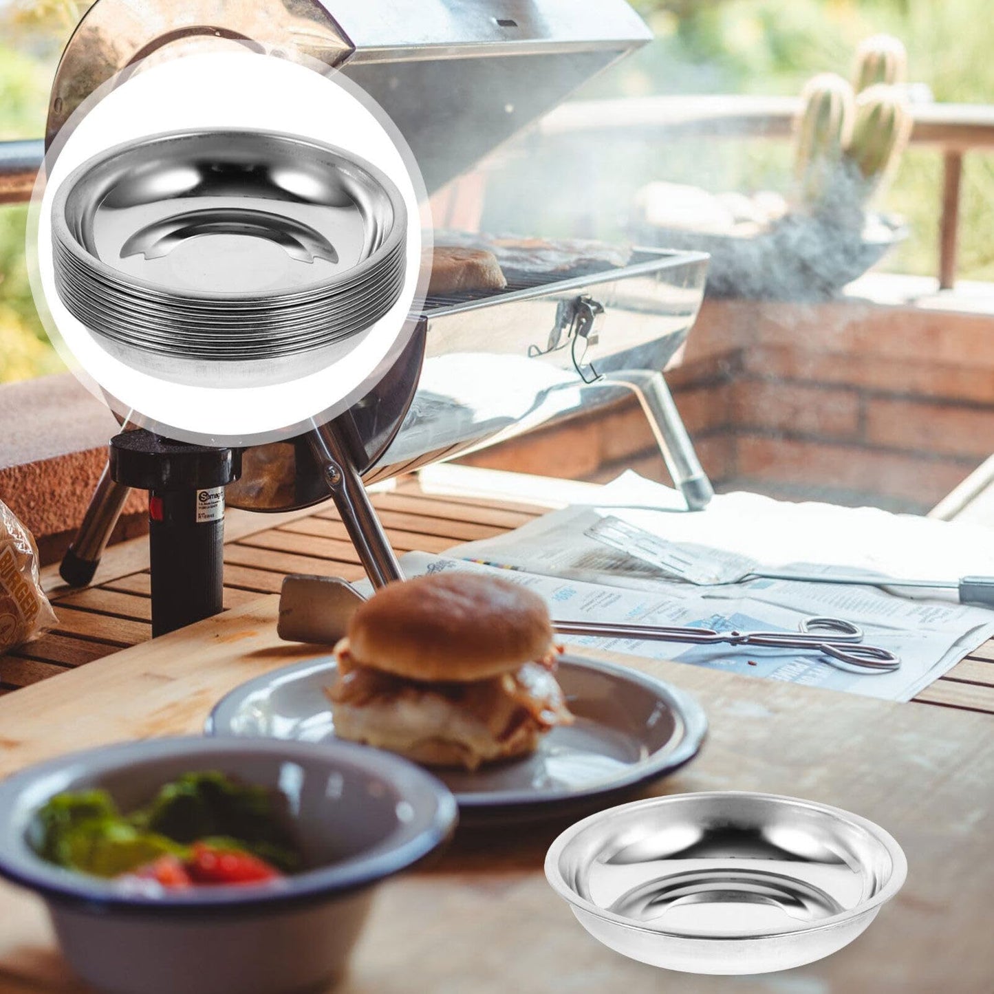MAGICLULU Stainless Steel Small Plates Set of 10 3.14 Inch Round Sauce Dishes for Condiments Appetizers Mustard Snack Serving Ideal for Home Kitchen Restaurant Outdoor