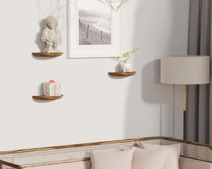 SoaShower Solid Wood Half Round Rustic Floating Shelves, Natural Wood Wall Shelves, Elevate Your Space. Perfect for Living Rooms, Bathrooms, Bedrooms, Offices, Children's Rooms,Pictures Plants Books
