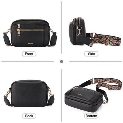 Telena Small Crossbody Bags For Women Vegan Leather Crossbody Purse With Adjustable Wide Strap For Daily Life