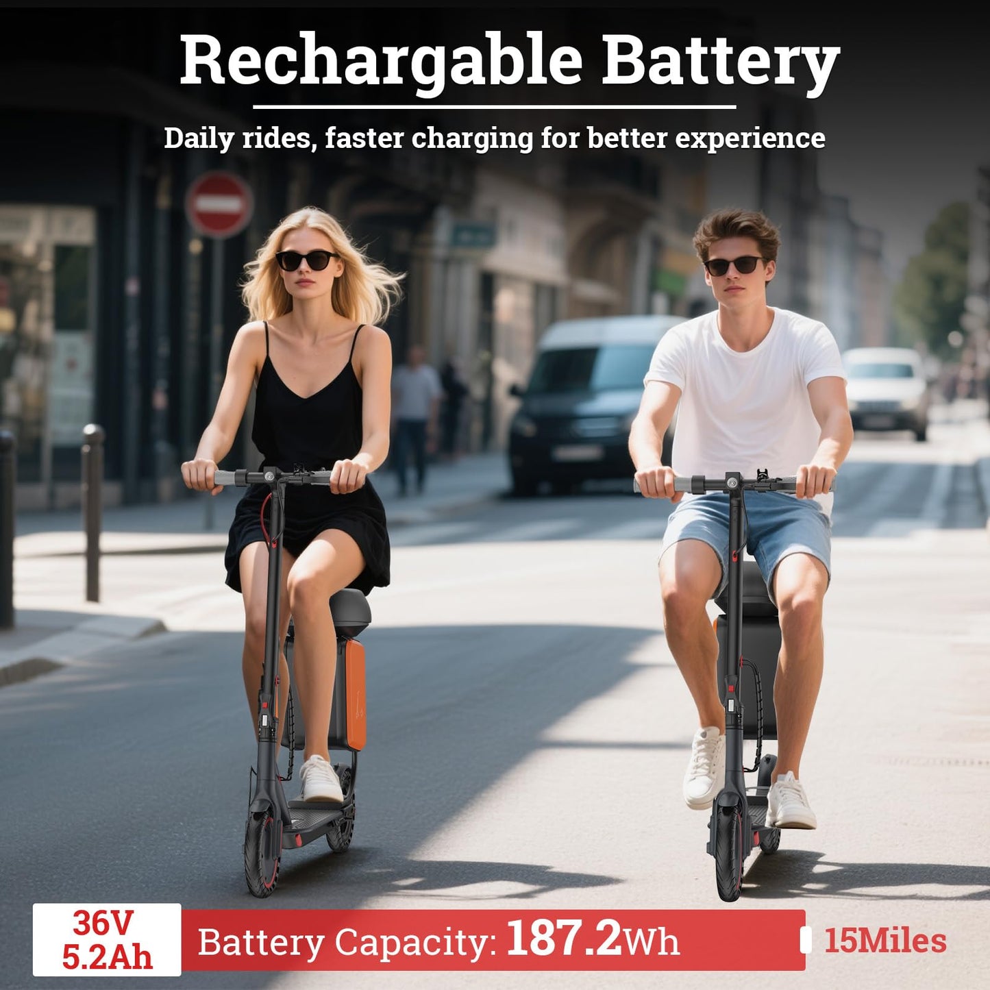 Qlaway Electric Scooter for Adults - 2-in-1 Seat Box, 8.5" Solid Tire, Powerful 350W Motor, Top Speed 19 MPH, Max 16 Miles Ranges, Aluminum Alloy Frame Foldable Commuting Escooter