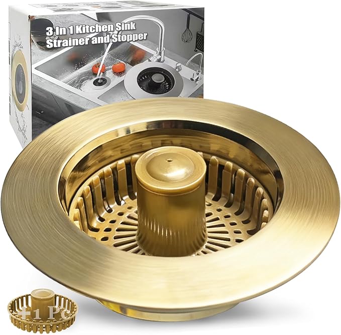 Kitchen Sink Drain Strainer, 3 in 1 Pop Up Kitchen Sink Stopper,