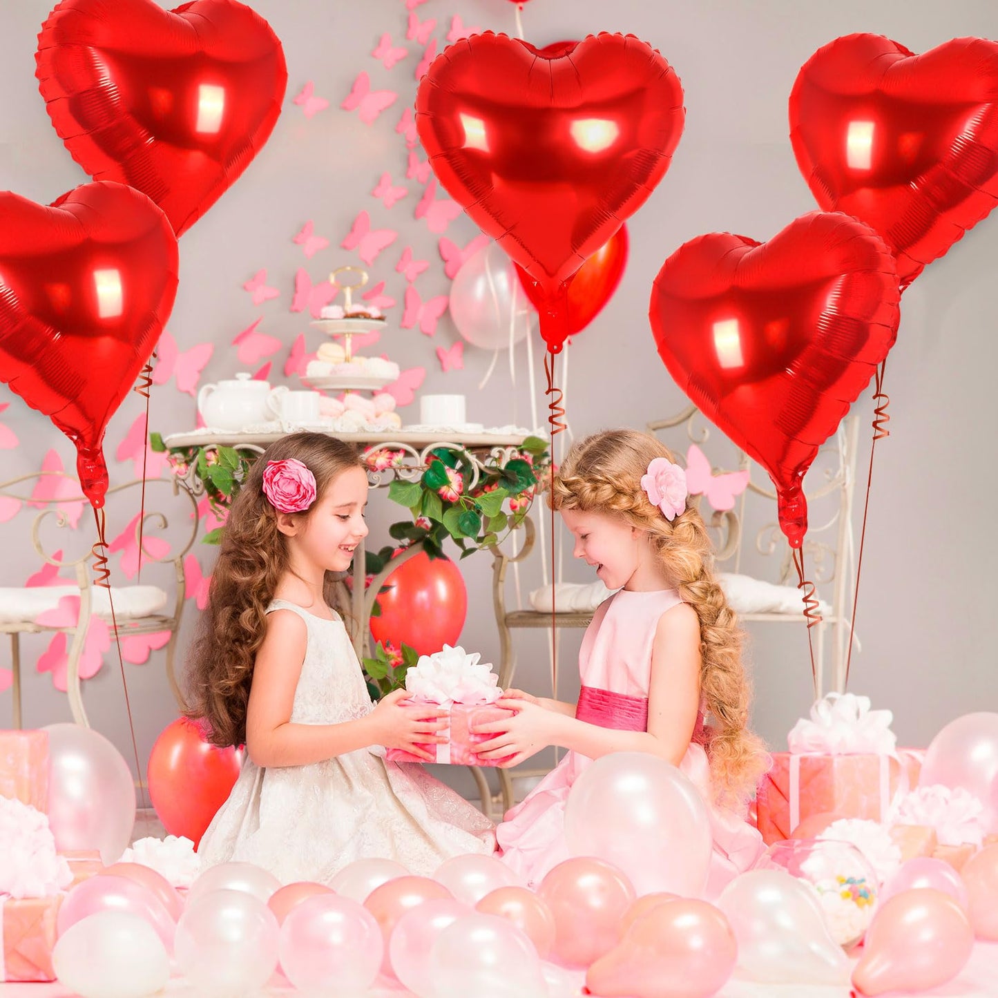 12 Pcs Red Heart Balloons,18 Inch Heart Foil Balloons Love Balloon Valentine Balloon for Birthday Party Wedding Engagement Party Baby Shower Valentine Day Decorations (red)