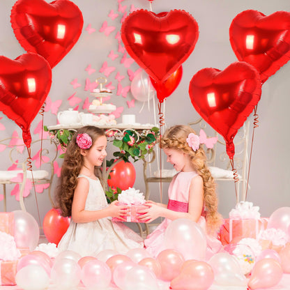 12 Pcs Red Heart Balloons,18 Inch Heart Foil Balloons Love Balloon Valentine Balloon for Birthday Party Wedding Engagement Party Baby Shower Valentine Day Decorations (red)