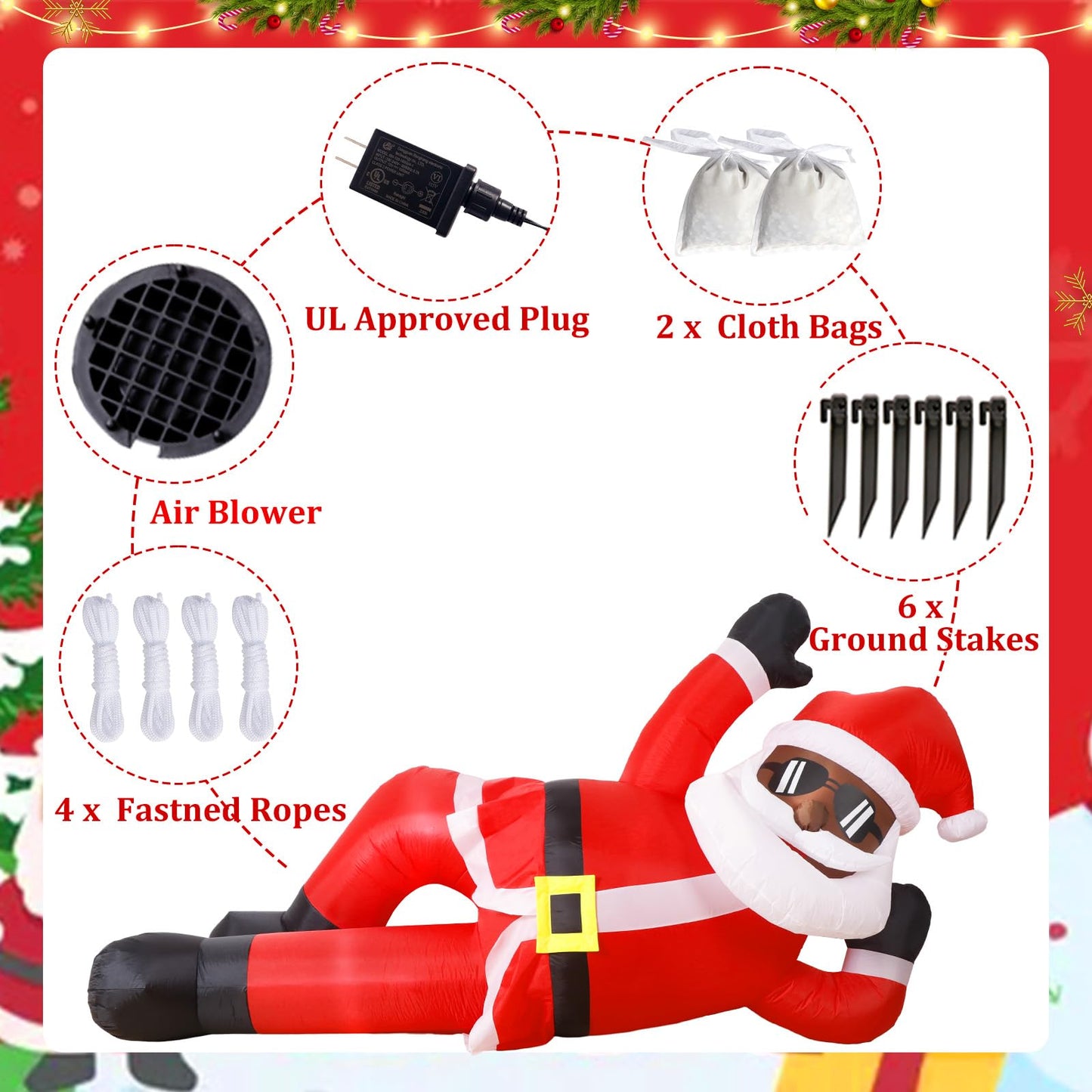 OurWarm 10FT Christmas Inflatables Outdoor Decorations, Giant Inflatable Black Santa Outdoor Inflatables, Christmas Blow Up Yard Decorations for Xmas Outside Lawn Yard Garden