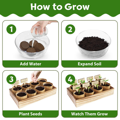 LUOJIBIE 8 Herb Indoor Garden Kit for Beginners, Complete Windowsill Growing Gifts Set with Tools, Mother's Day Gifts for Mom,Unique Christmas Birthday Gifts for Women Men Girls Kitchen Housewarming