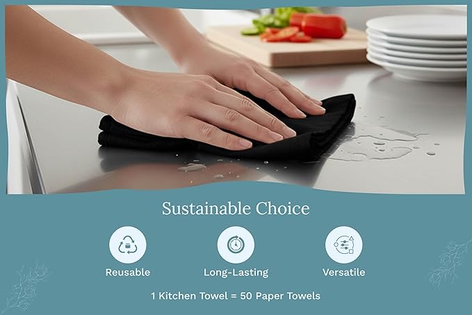 Organic Cotton Black Tea Towels