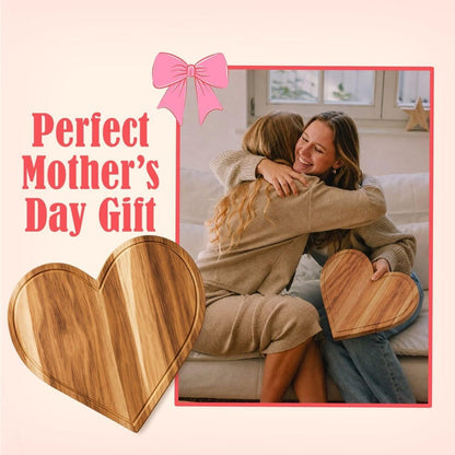 Set of 2 Heart Charcuterie Boards - Acacia Wood Cutting Heart Shaped Charcuterie Board - Mother’s Day Gifts for Mom, Wife, Grandma, Birthday Gifts for Mother & Grandmother