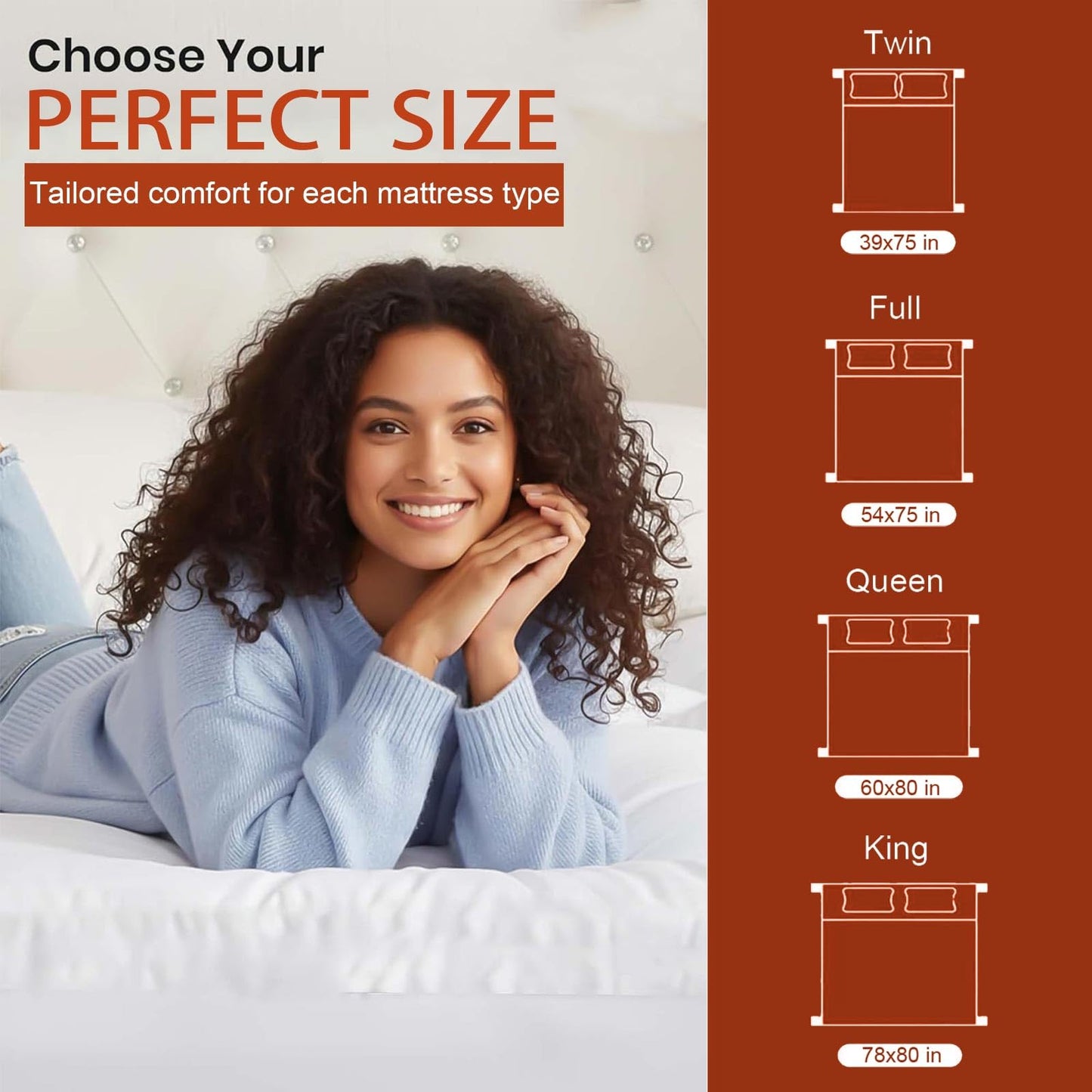 Luxury Hotel Sellected 3 Inch Mattress Topper, Goose-Down-Like Fiber Mattress Topper for Any Season Any Room, Ultra Fluffy and Long-Lasting, Durable, 4 Elastic Bands, Queen