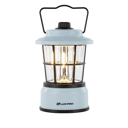 LUXPRO Retro LED Lantern - Battery-Powered Emergency Lantern - Water Resistant - Bright LED Lamp for Indoor & Outdoor Use - Use for Tents, Hiking or Hurricane Prep (Blue, Pack of 1)