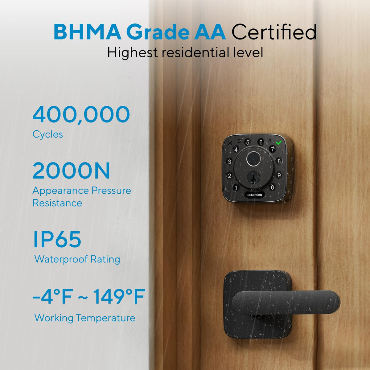 ULTRALOQ Bolt Fingerprint Smart Lock with Door Sensor, Built-in WiFi, Works with Apple Home, Alexa, Google, SmartThings, Keyless Entry Deadbolt with App, Code, Remote Control, Auto-Lock, BHMA Cert.