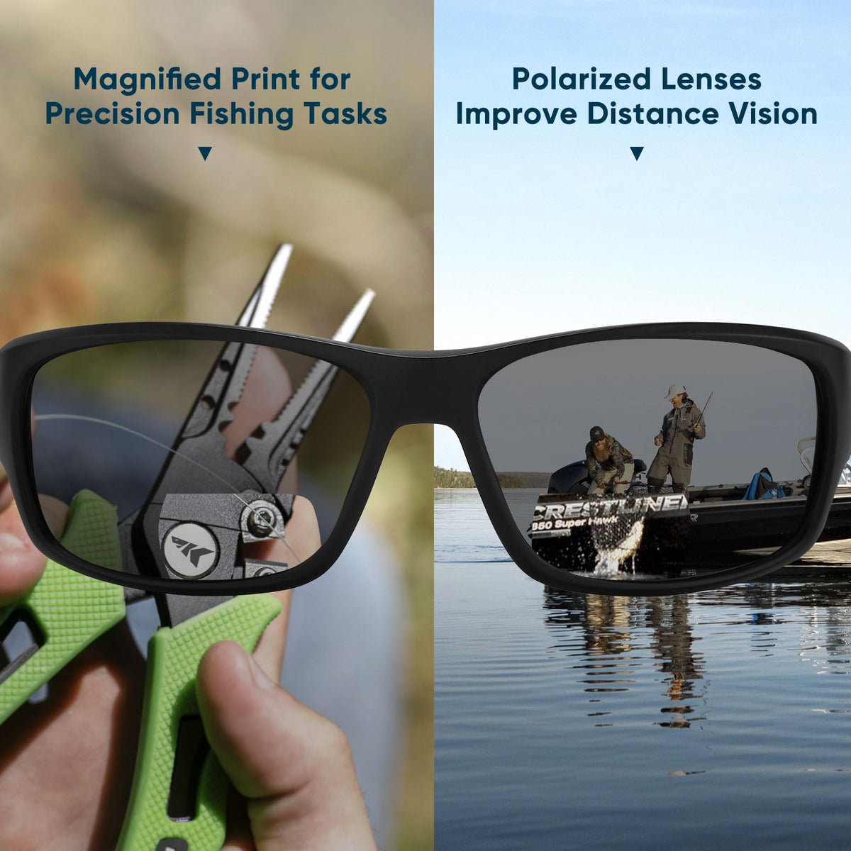 KastKing Ellijay Bifocal Polarized Sunglasses, Bi-Focal x1.5 x2.0 x2.5 Magnifications, Wrap Sport Reader Sunglasses