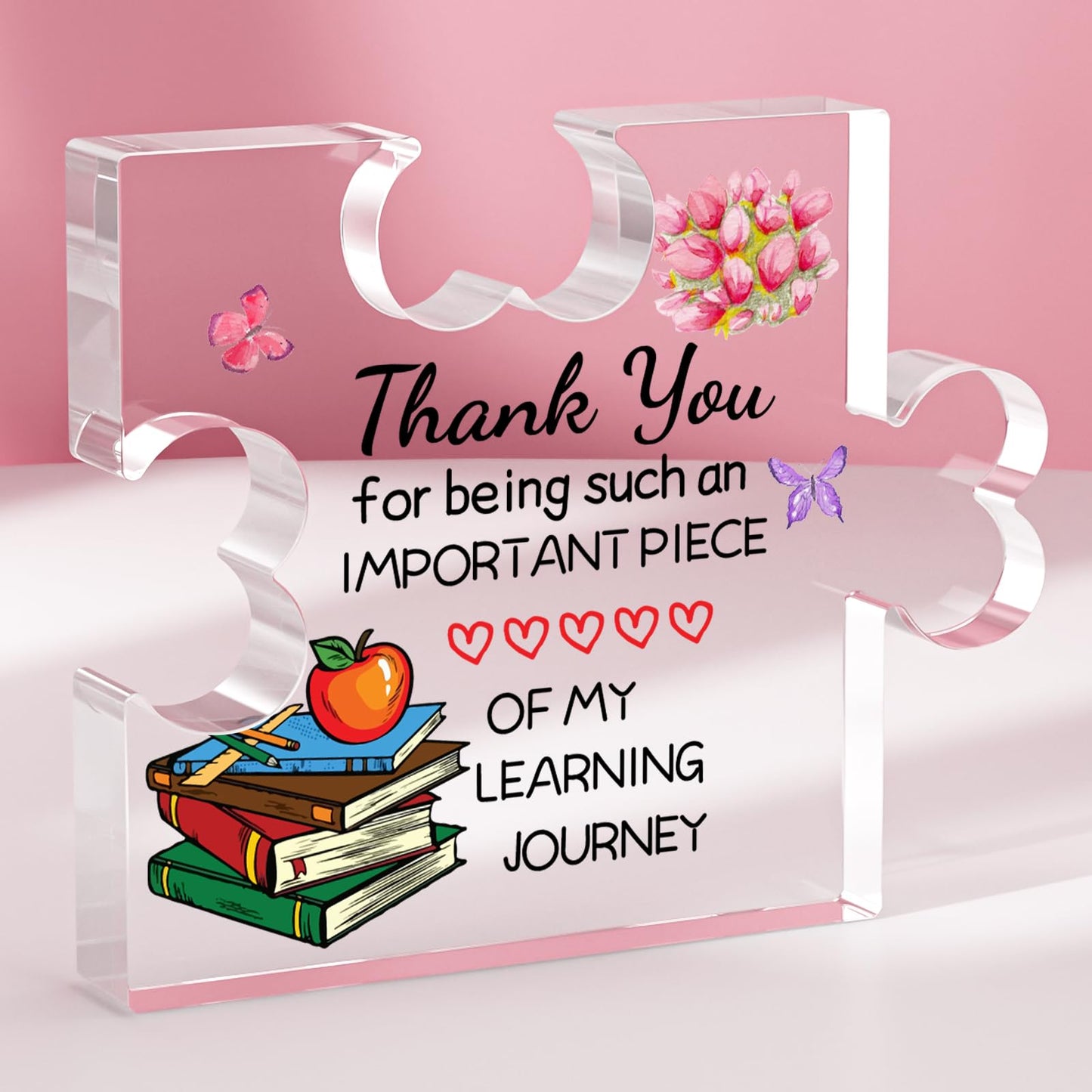 Funnli Teacher Valentine Gifts, Teacher Appreciation Gifts Acrylic Plaque, Valentines Day Christmas Thank You Graduation Gifts for Women Teacher Classmate Study Partner Roommate