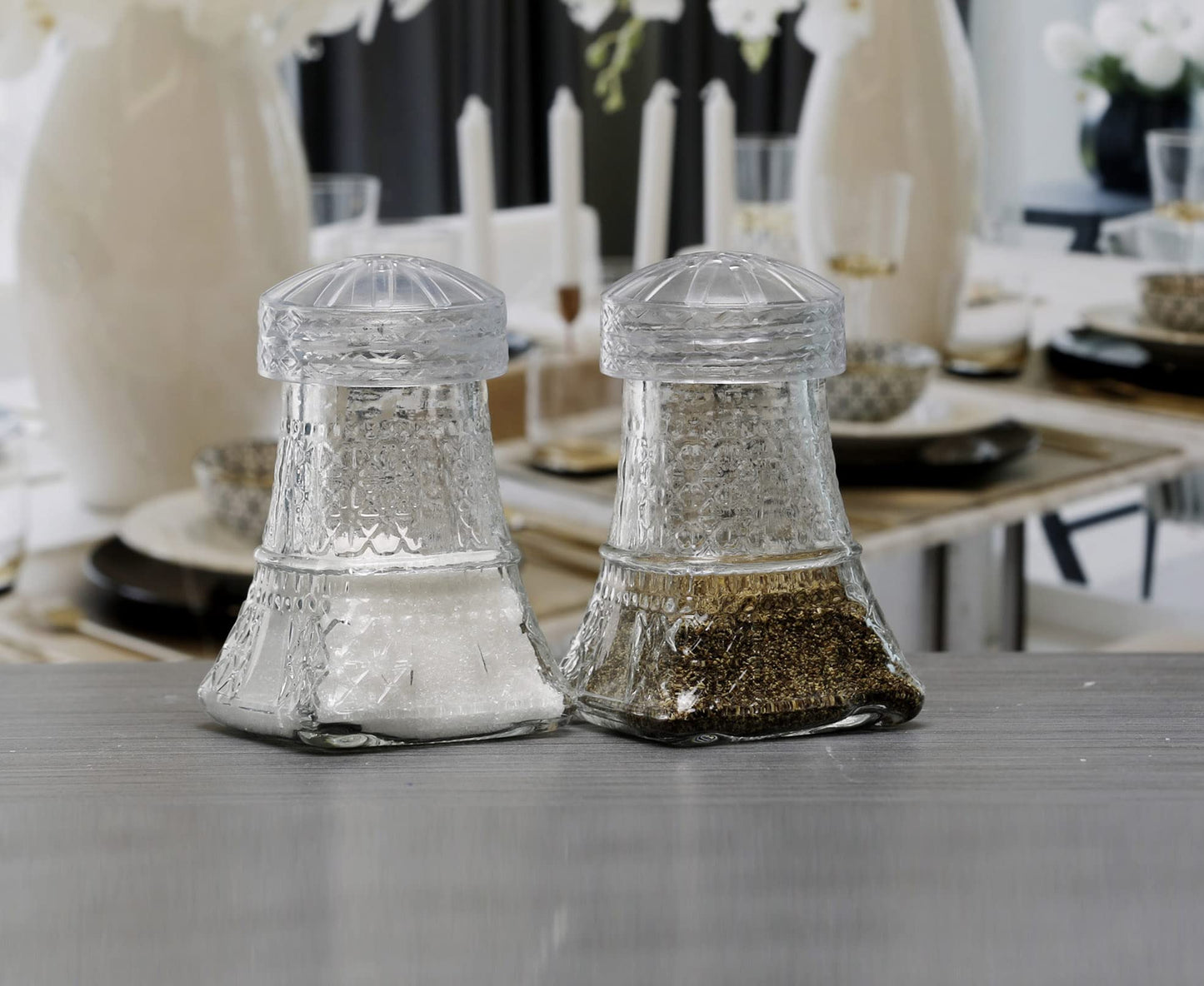 Circleware Eiffel Tower, Set of 2 Clear Salt and Pepper Shaker, 4oz, Clear