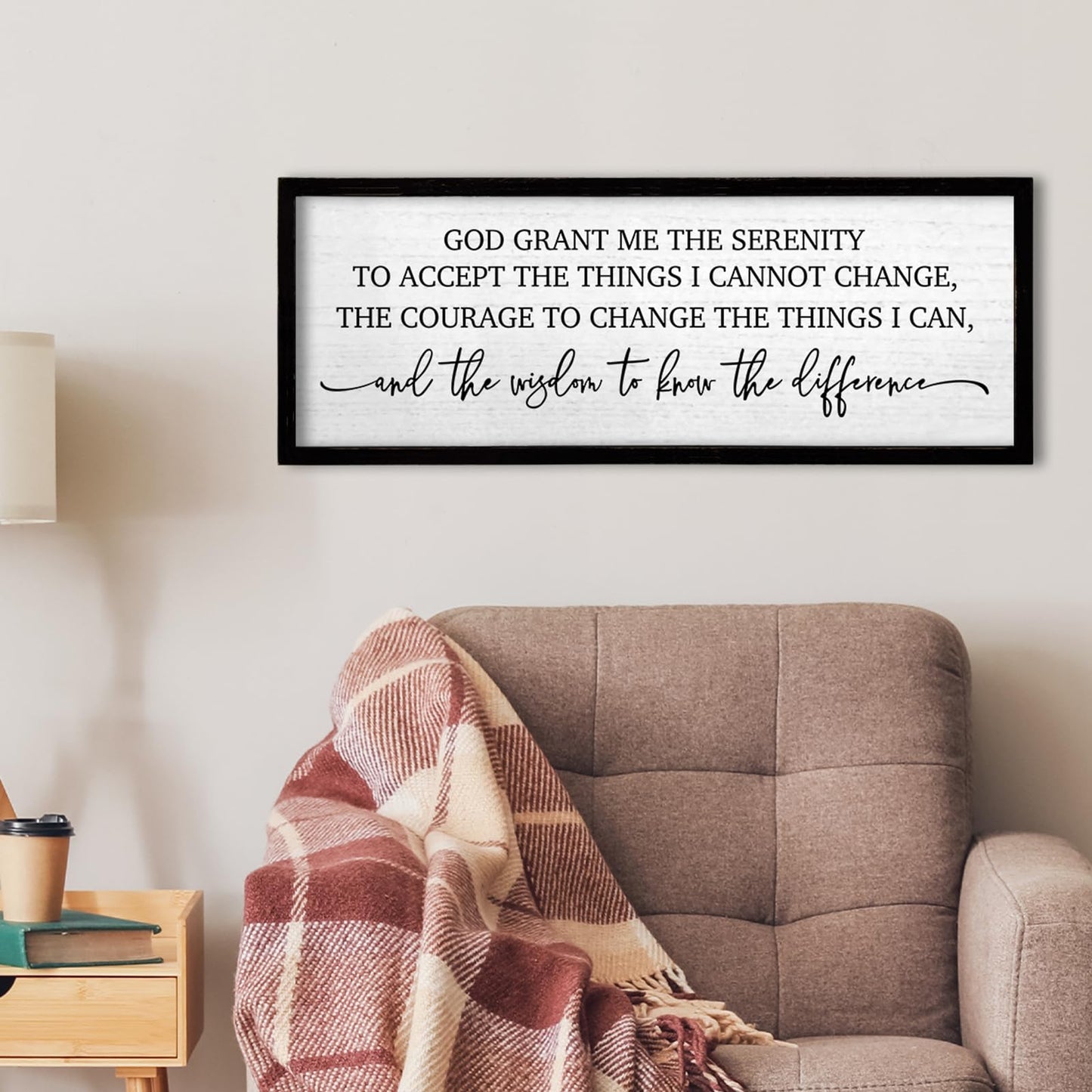 TQianJiang Serenity Prayer Wall Art Decor 24"X10" God Grant Me Sign Large Wood Framed Wall Hanging (Black)