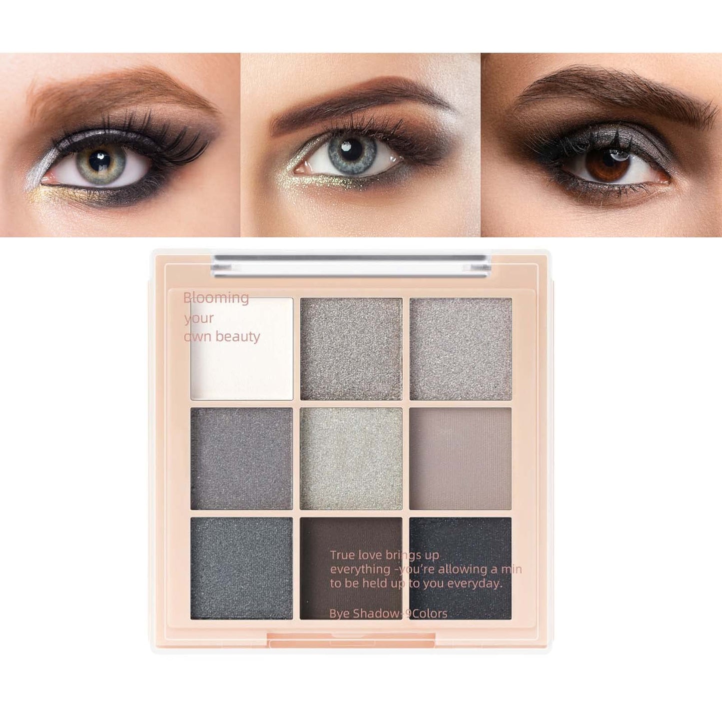 9 Color Matte & Shimmer Eyeshadow Palette, Waterproof High Pigmented Smokey and Cool-Toned Shadows in Black Gray Silver and White, Makeup Palette for Smoky Gothic and Halloween Looks(Black#)