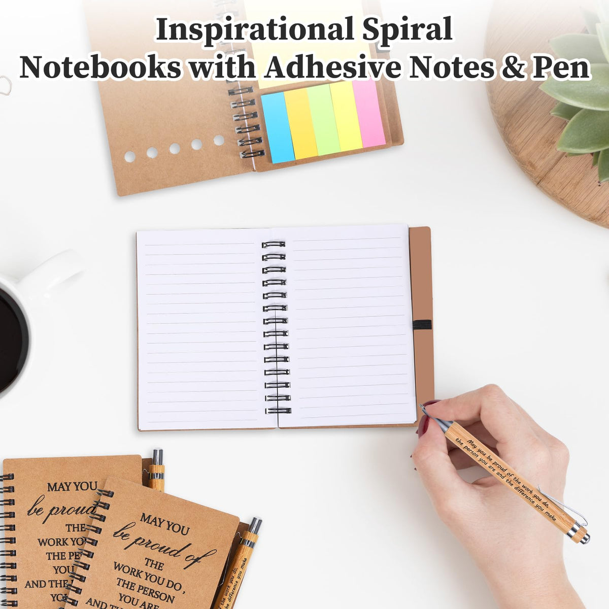 30 Pack Inspirational Spiral Notebook, Employee Appreciation Gifts Bulk Journals with Sticky Note Pen, Note Pads for Employees for Nurse Teacher Team Employees Coworker Volunteer Thank You Gifts