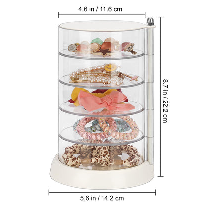 JessLab Hair Accessories Organizer, Clear 5-Layer Acrylic Organizer for Girl Hair Tie, Classify Storage by Layer Box for Hair Accessories & Bracelets Rings Bangles