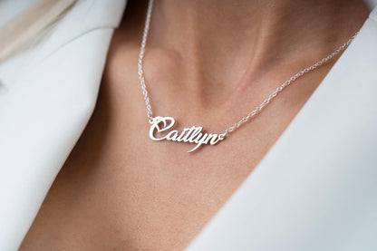 ZNA Jewels Personalised Name Necklace for Women - Customised Sterling Silver Dainty Heart Pendant, Elegant Jewellery Ideal for Birthday, Gifts for Women, Girls & Teens (925 Sterling Silver)