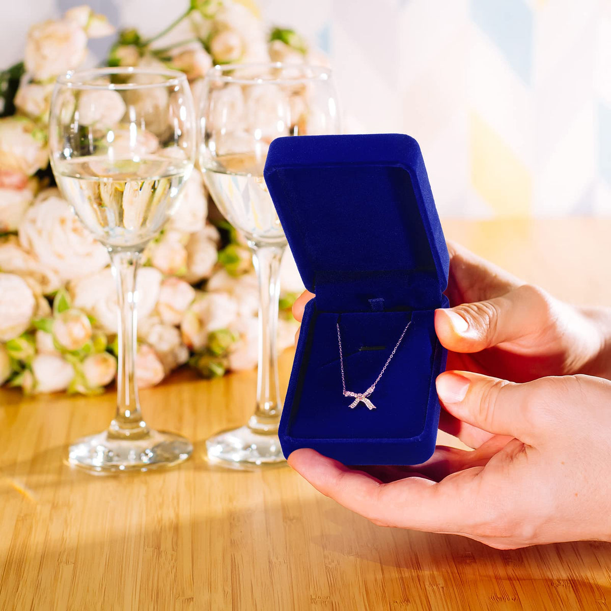 24 Pcs Necklace Pendant Box Velvet Jewelry Storage Display Case Ring Earring Pendant Jewelry Boxes Pearl Necklace Holder Gift Boxes for Christmas Wedding Engagement Birthday Anniversary(Royal Blue)
