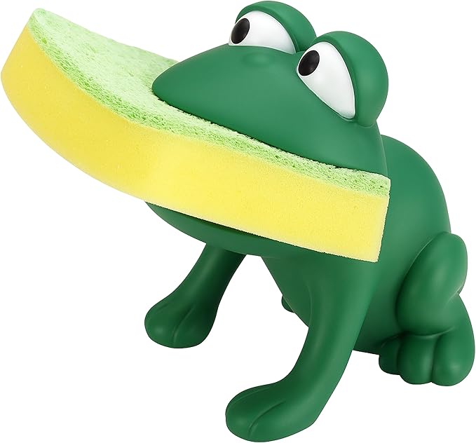 Animal Shape Novelty Kitchen Sponge Holder and Sponge Choice of Frog or Duck
