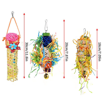 Heyu-Lotus 5 Pack Bird Shredding Toys Bird Parrots Chewing Hanging Toys Parrot Cage Shredder Toys Bird Cage Accessories for Small Parakeets, Cockatiels, Budgies, Conures, Love Birds, Finches