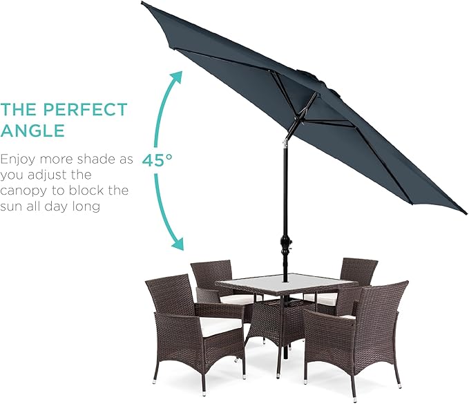 Best Choice Products 10ft Outdoor Table Compatible Steel Polyester Market Patio Umbrella w/Crank and Easy Push Button Tilt