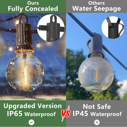 ZOTOYI LED Outdoor String Lights Mains Powered, 50Ft Waterproof IP65 Garden String Lights, 25+2 G40 Globe Bulbs(2 Spare), Shatterproof Festoon Lights for Outside Bistro Backyard Party Cafe