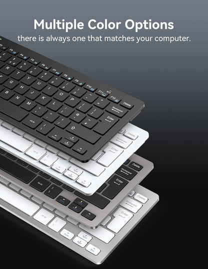 TECKNET 2.4G Wireless Keyboard, Small Keyboards with Media Hotkeys, Ultra Slim Compact Wireless Keyboard, 12-Month Battery Life, Compatible with PC, Desktop, Laptop, Smart TV - Grey