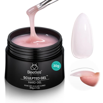 Beetles Builder Gel for Nails-3 Colors 9 in 1 Nail Extension Sculpting Building Clear Nude Pink Hard Gel Kit with Base Top Coat for Pros Women,UV & LED Lamp Cured Needed