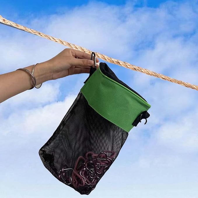 Mesh Clothespin Bag with Drawstring, Hanging Laundry Pin Storage Organizer