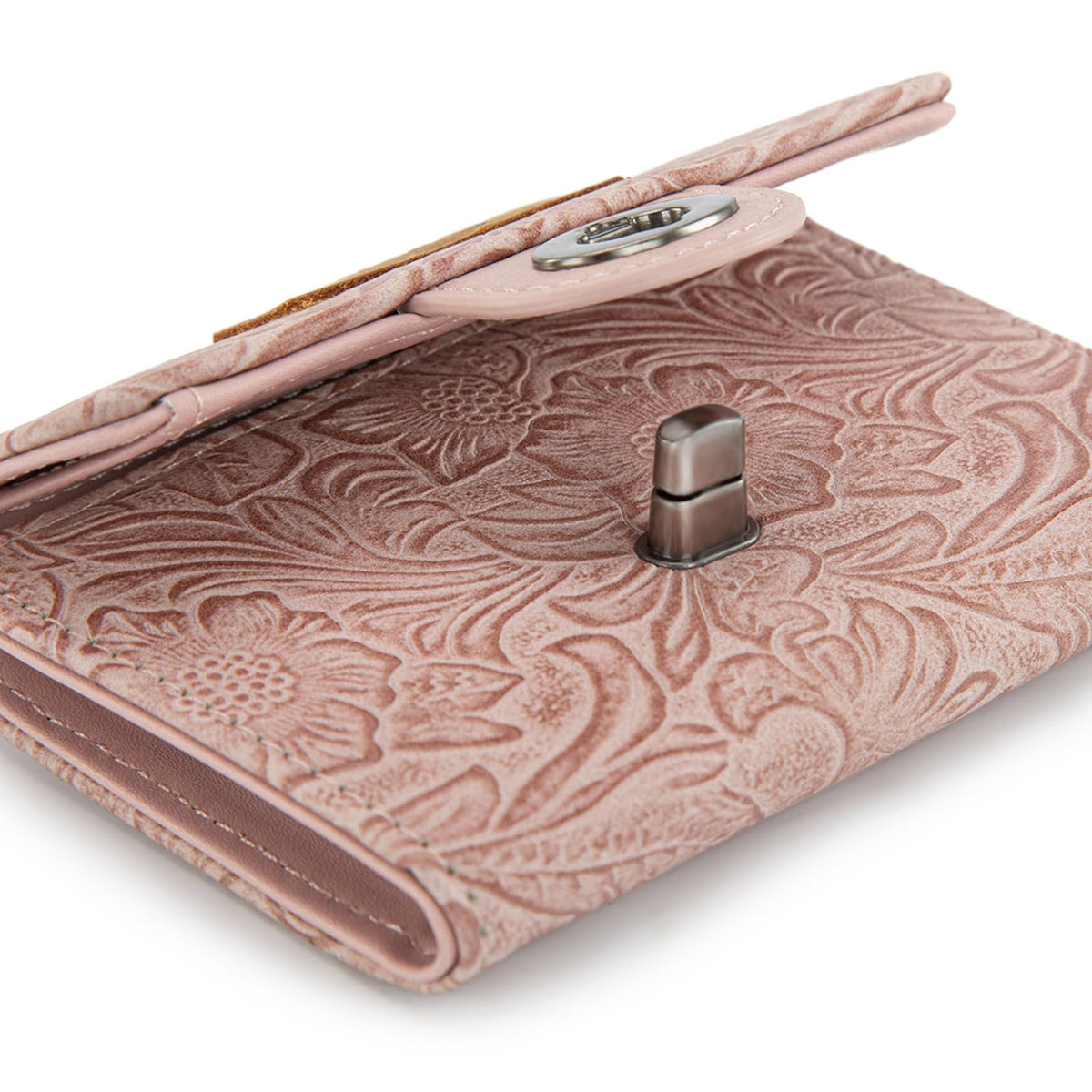 Montana West X Wrangler Small Wallet Minimalist Trifold Women's Wallets Card Cases Western Floral Money Organizers with Rfid Blocking Lining and Zipper Coin Pocket