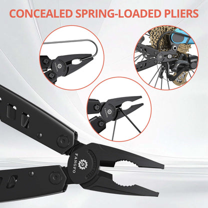 Multitool 17-in-1 Stainless Steel Multi Tool with Pocket Knife Needle Nose Pliers Bottle Opener Screwdriver Self-Locking Professional Multi-Tool for Outdoor Survival Gifts for Men(Black)