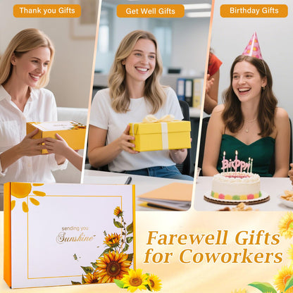 Farewell Gifts for Coworkers, New Beginnings Gift for Women, Appreciation Thank You Leaving Going away Retirement Gifts for Coworkers Colleague Employee Office Basket Set with Card