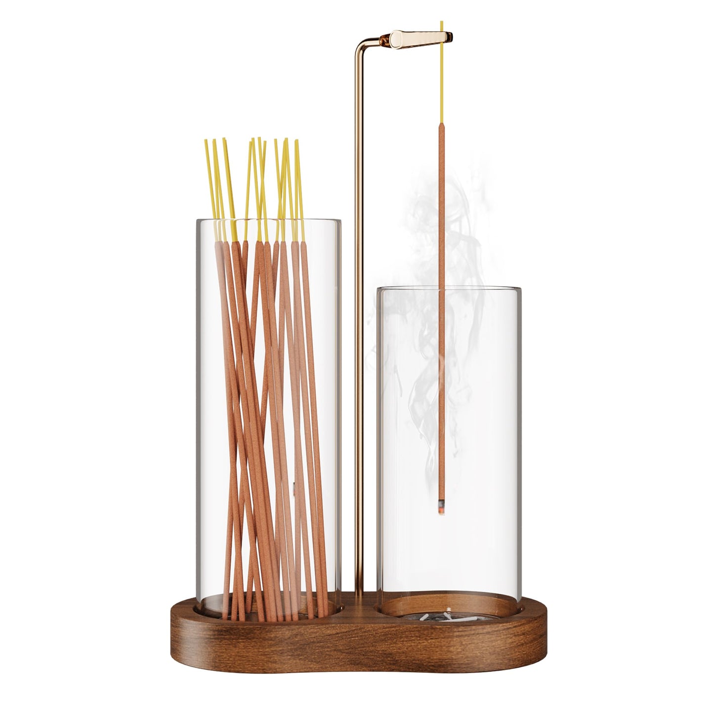 MKLZ 2 in 1 Incense Holder for Sticks with Glass Ash Catcher, Anti-Ash Flying Upside Down Insence Stick Burner, Modern Vertical Inscents-Sticks Holder for Yoga Spa Meditation Home Decor
