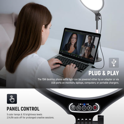 NEEWER Basics 7" Desk Ring Light for Video Recording, 10W Dimmable Full Screen Key Lighting with Stand&Phone Holder for iPhone Computer Laptop Vlog Live Streaming Video Conference, R06